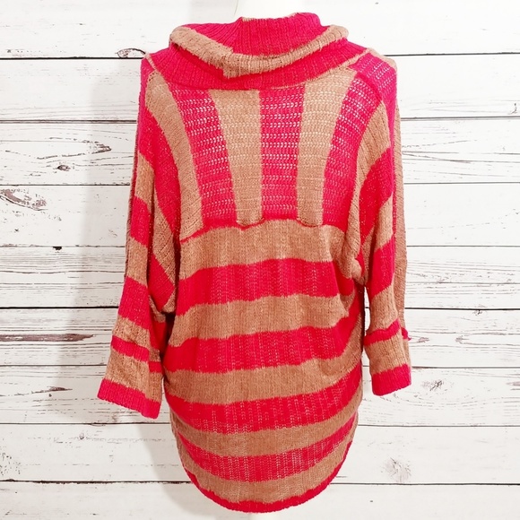 Splendid red and tan striped cowl neck sweater TB3 - Picture 2 of 4